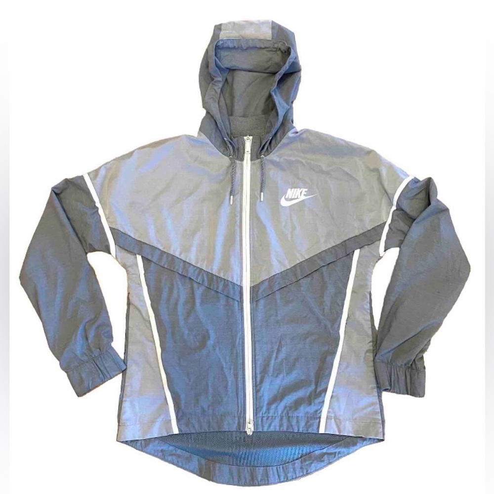 Nike Womens Windrunner Windbreaker Jacket Sz S Gray Zip Hooded